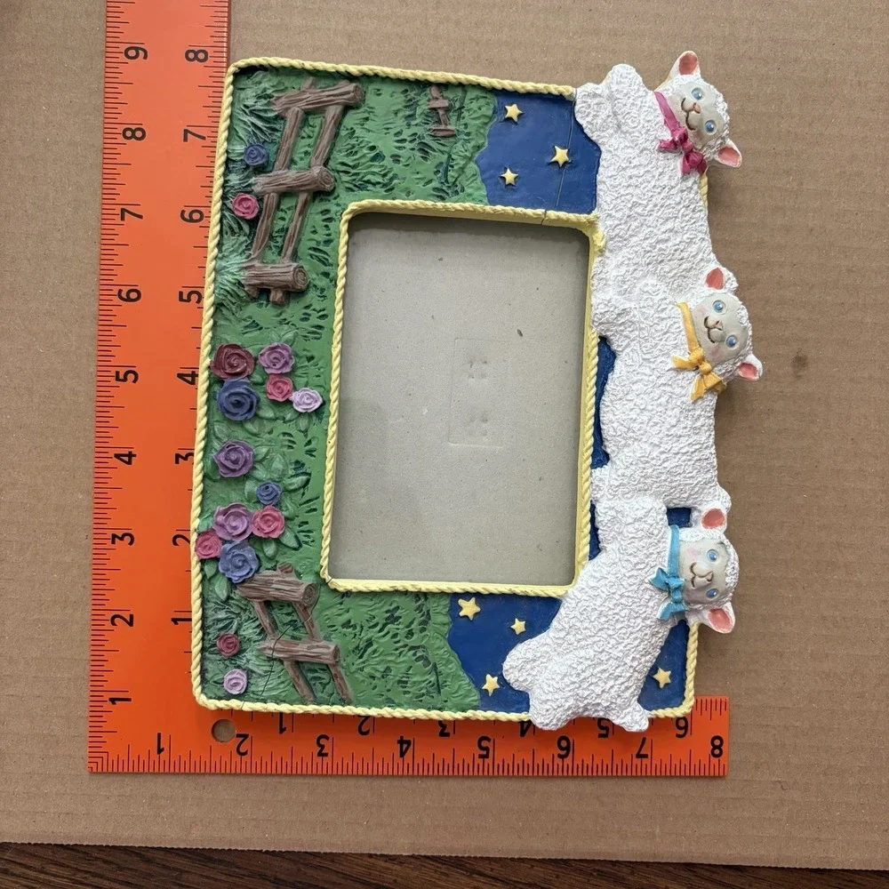 Vintage 90s Gigi Graphics Counting Sheep Resin 4x6 Photo Frame Nursery Decor